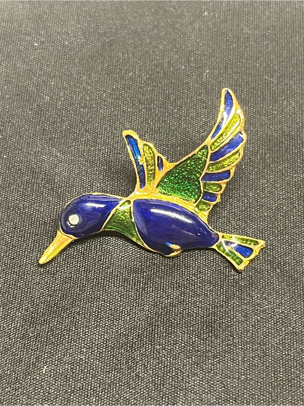 Enamel Flying Bird Duck Brooch Pin - Blue & Green - Picture 2 of 5